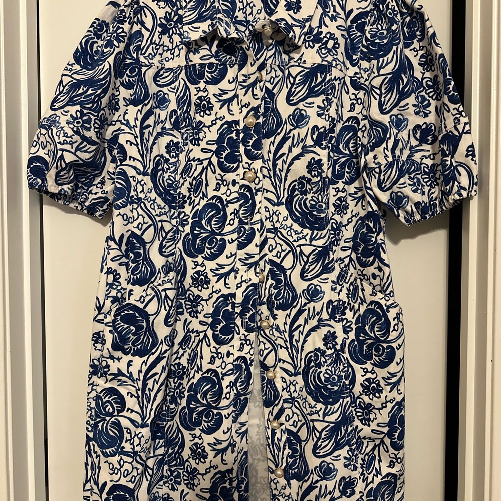 Charter Club Blue and White Floral Dress